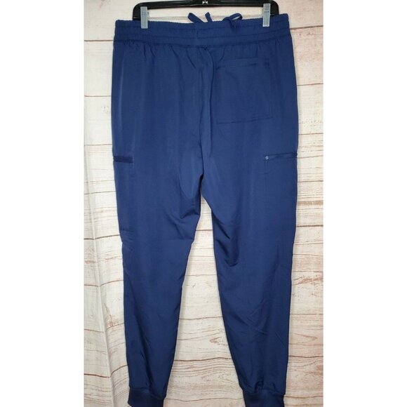 Scrubology Large Navy Blue Multi-Pocket Scrub Pants Poly/Spandex Stretch Medical - Picture 8 of 12